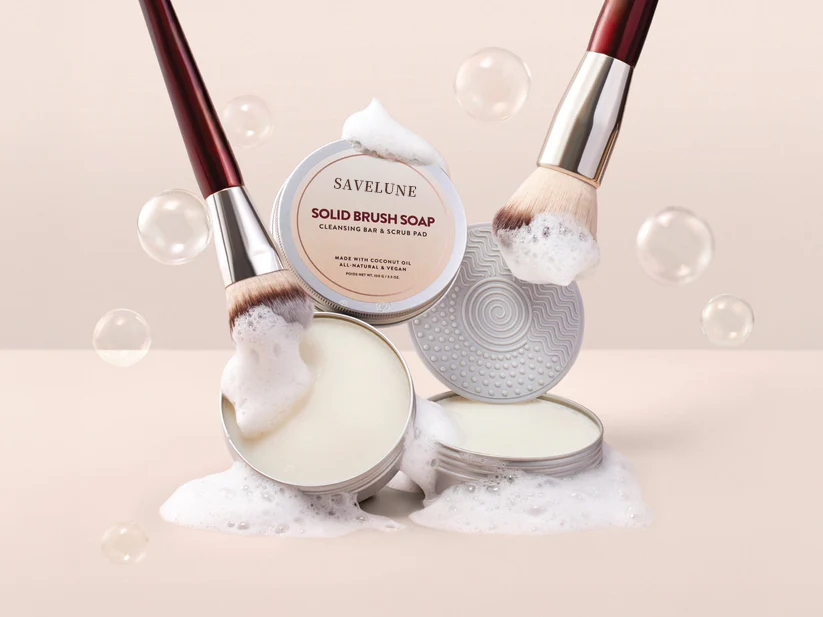 Solid Brush Soap with Cleaning Pad