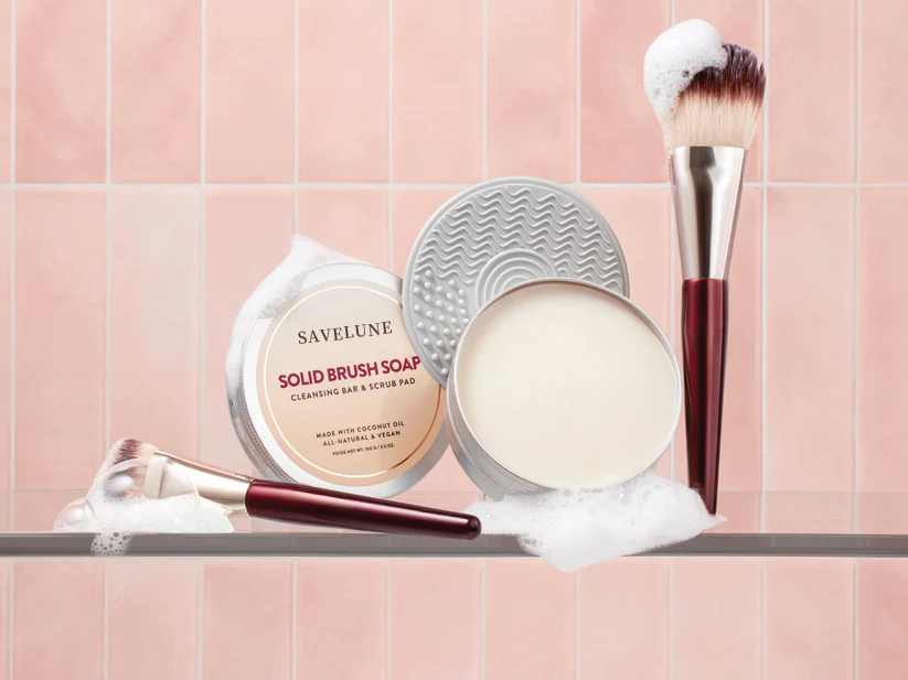 Solid Brush Soap with Cleaning Pad