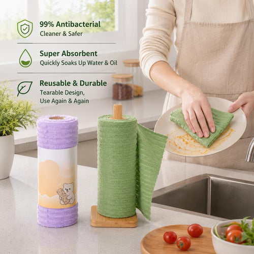 20-Piece Tear-Away Plush Cleaning Cloth Roll