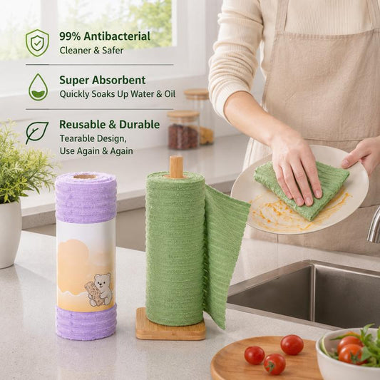 20-Piece Tear-Away Plush Cleaning Cloth Roll