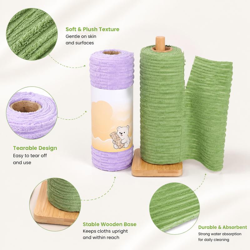 20-Piece Tear-Away Plush Cleaning Cloth Roll