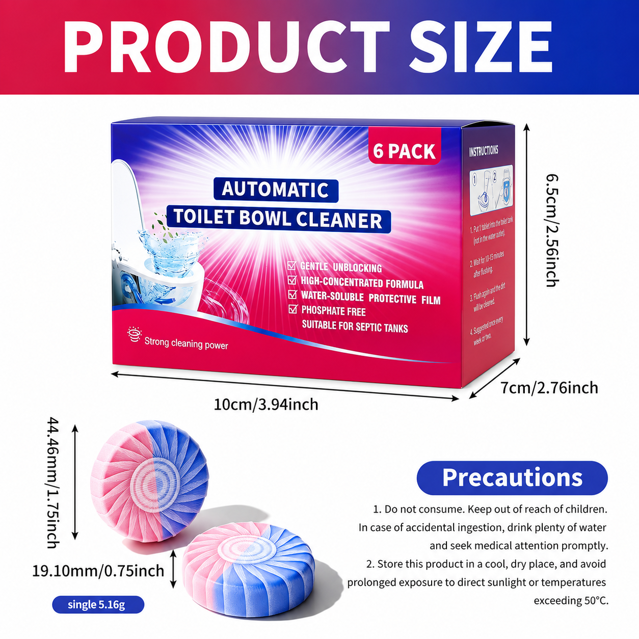 Dual-Color Toilet Bowl Cleaner - 2-in-1 Clean & Deodorize