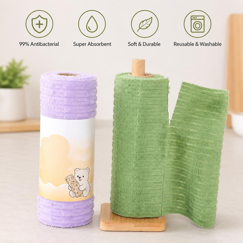 20-Piece Tear-Away Plush Cleaning Cloth Roll