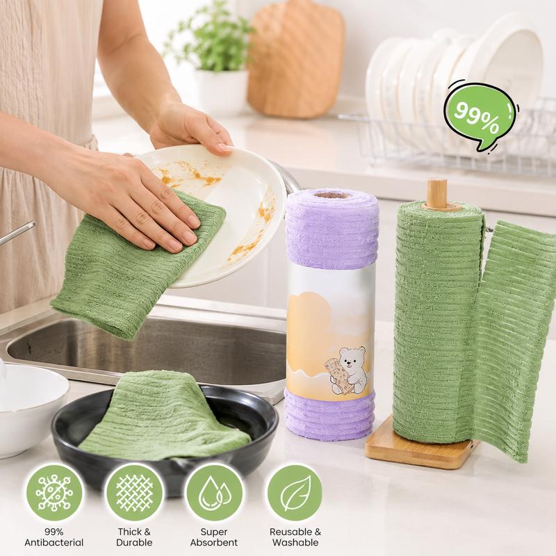 20-Piece Tear-Away Plush Cleaning Cloth Roll